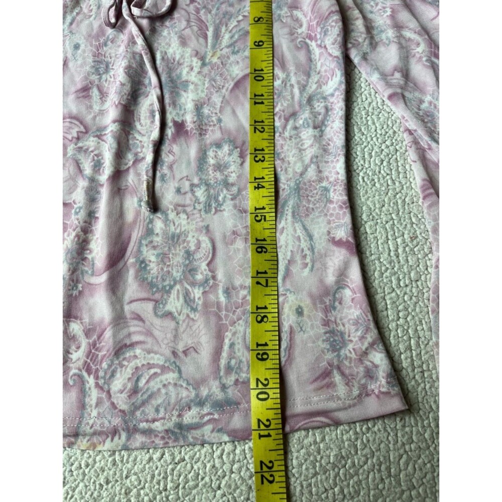 Vintage 90's Rave Pastel Pink Paisley Bell Sleeve Top Blouse Womens Medium - Picture 9 of 9